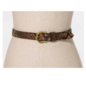 Women’s Brass Toned Horseshoe Buckle Exotic Coral Faux Leather Belt size large